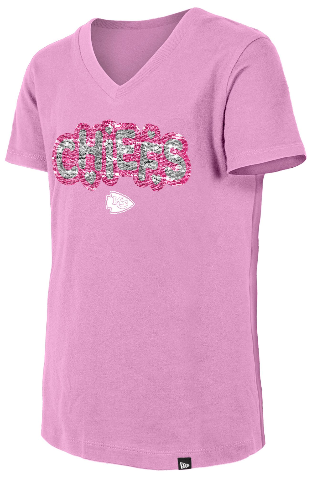 New Era Girls' Kansas City Chiefs Pastel Pink Sequin Flip T-Shirt product image