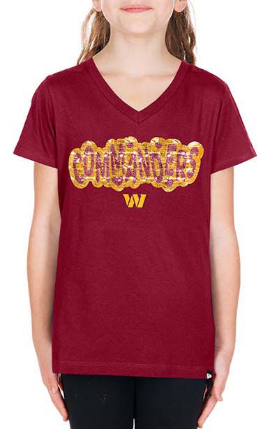 New Era Girls' Washington Commanders Dark Red Sequin Flip T-Shirt product image