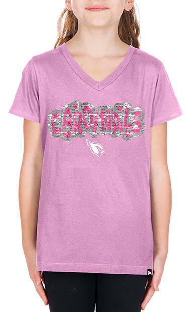New Era Girls' Arizona Cardinals Pastel Pink Sequin Flip T-Shirt product image