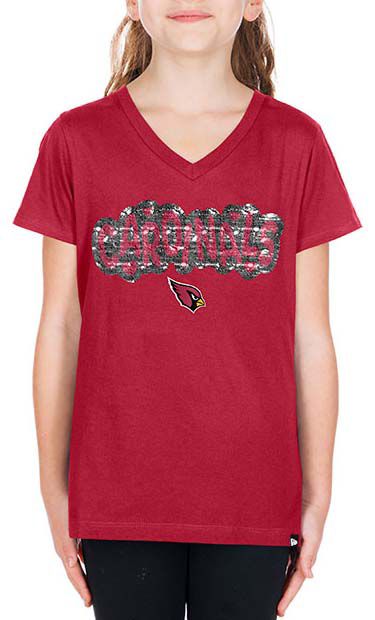New Era Girls' Arizona Cardinals Dark Red Sequin Flip T-Shirt product image