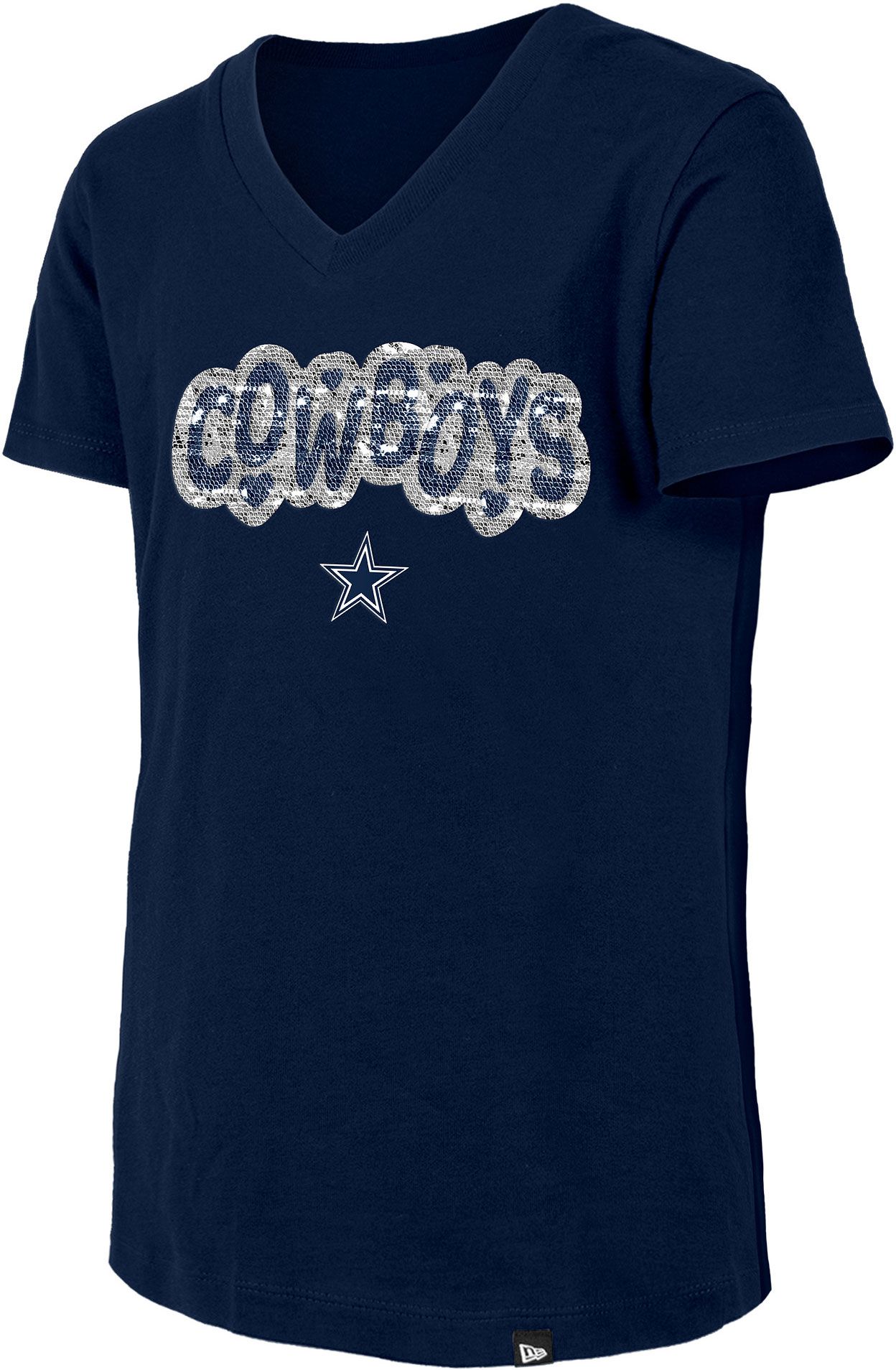 New Era Girls' Dallas Cowboys Navy Sequin Flip T-Shirt product image