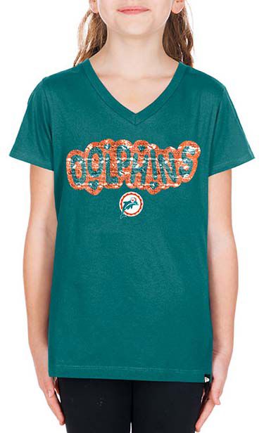 New Era Girls' Miami Dolphins Turquoise Sequin Flip T-Shirt product image