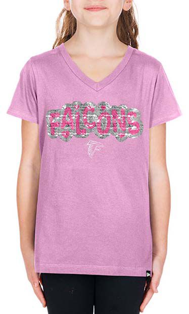 New Era Girls' Atlanta Falcons Pastel Pink Sequin Flip T-Shirt product image