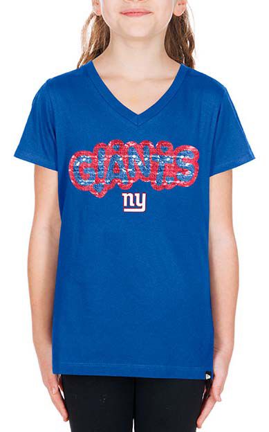 New Era Girls' New York Giants Blue Sequin Flip T-Shirt product image