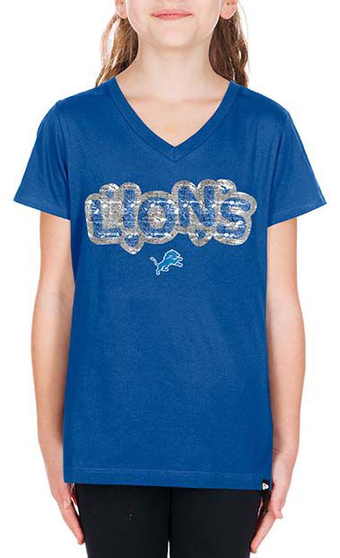 New Era Girls' Detroit Lions Medium Blue Sequin Flip T-Shirt product image