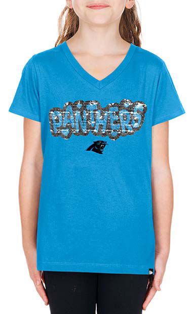 New Era Girls' Carolina Panthers Medium Blue Sequin Flip T-Shirt product image