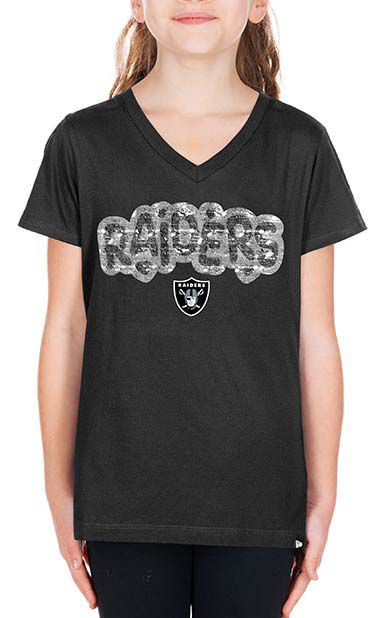 New Era Girls' Las Vegas Raiders Black Sequin Flip T-Shirt product image
