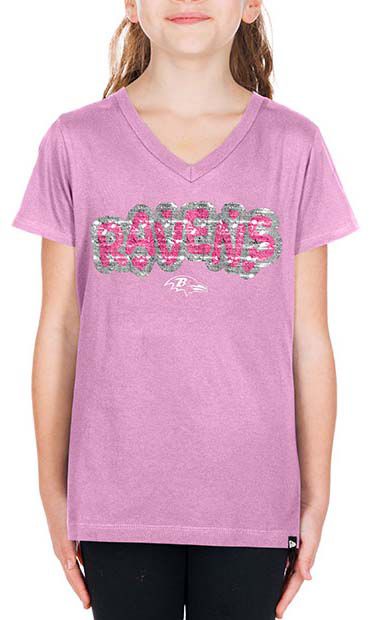 New Era Girls' Baltimore Ravens Pastel Pink Sequin Flip T-Shirt product image