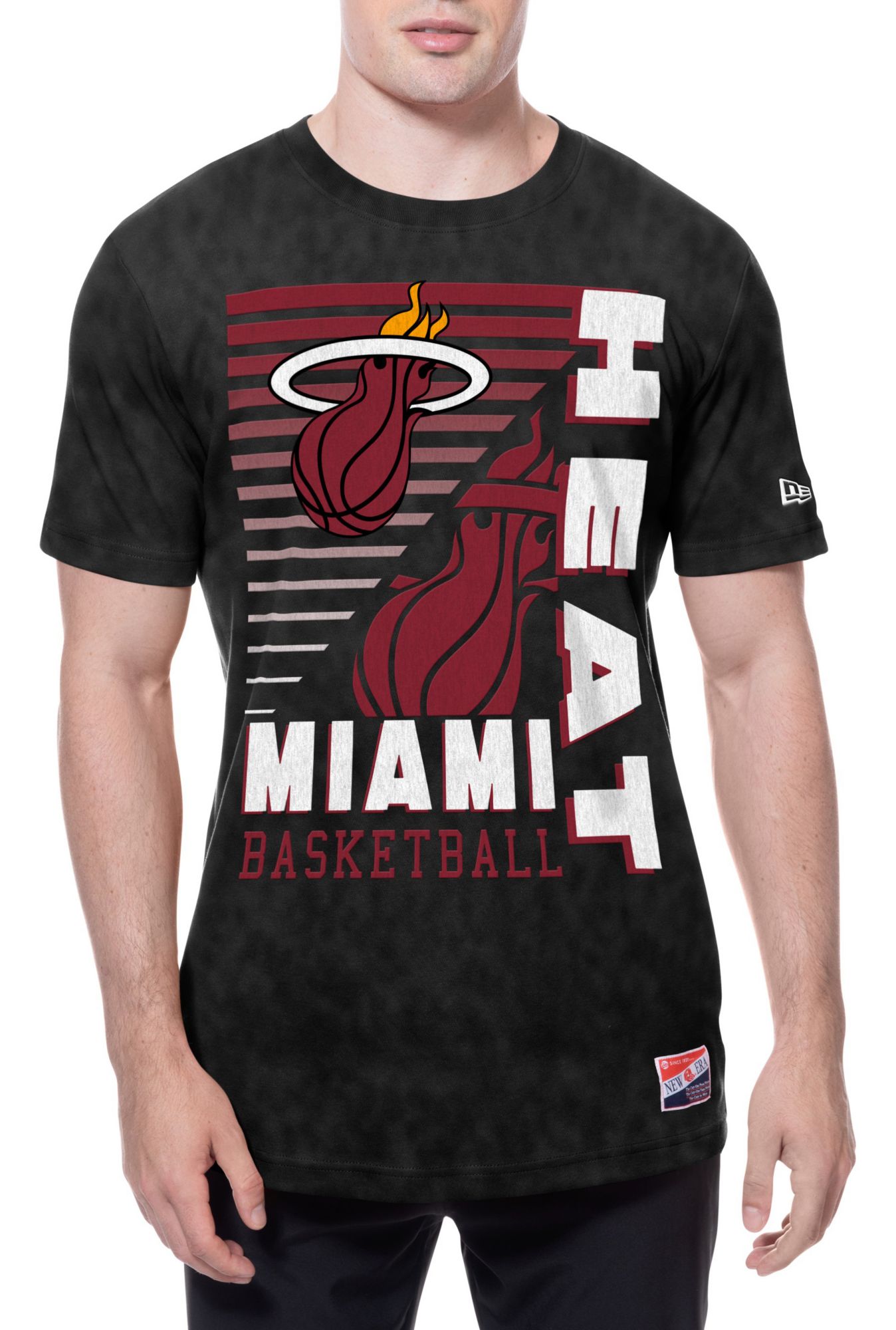 New Era Men's Miami Heat Black Throwback Washed T-Shirt product image