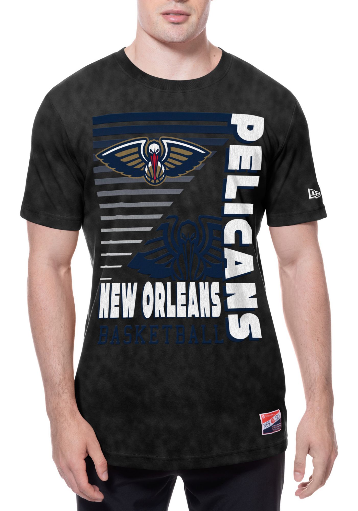 New Era Men's New Orleans Pelicans Black Throwback Washed T-Shirt product image