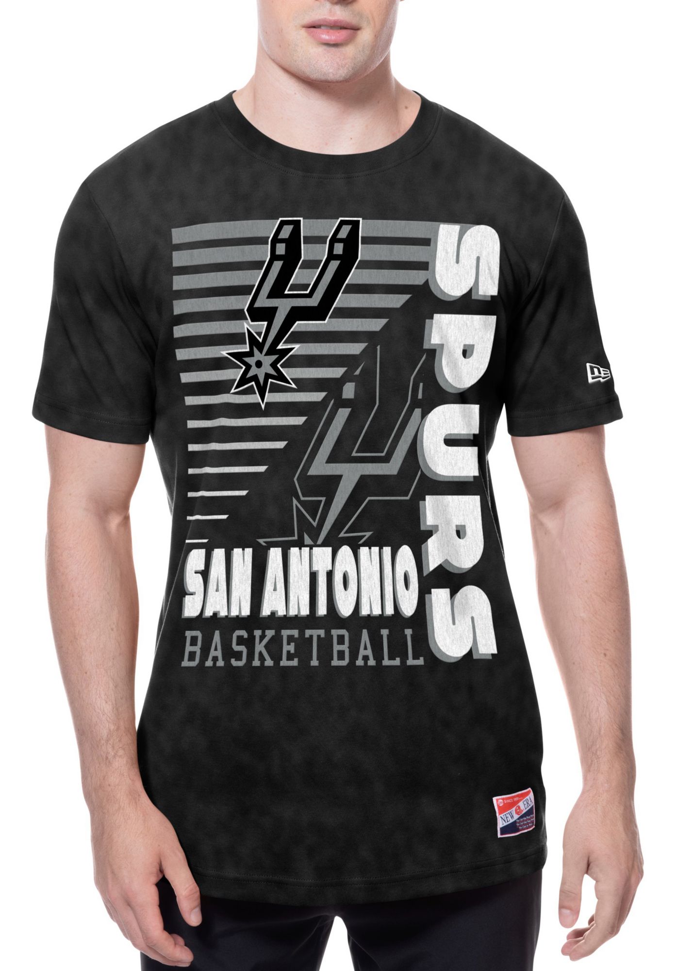 New Era Men's San Antonio Spurs Black Throwback Washed T-Shirt product image