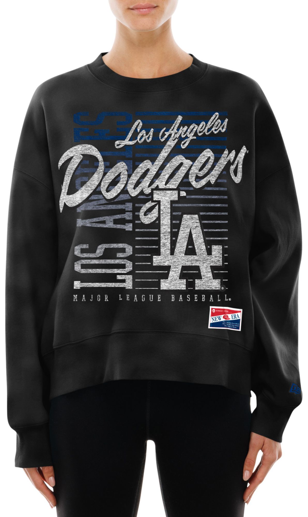 New Era Women's Los Angeles Dodgers Black Throwback Enzyme Crew Pullover Sweatshirt product image