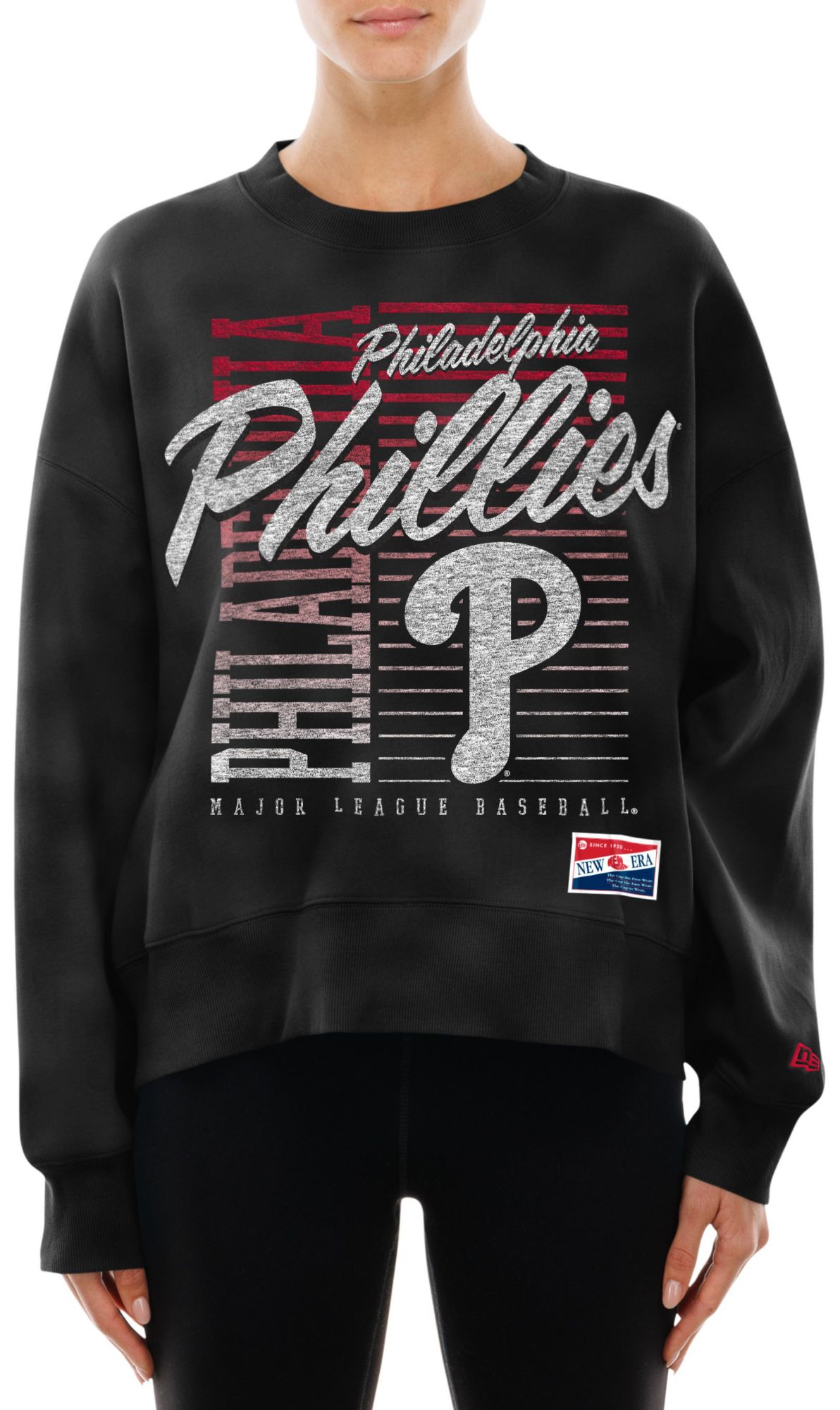 New Era Women's Philadelphia Phillies Black Throwback Enzyme Crew Pullover Sweatshirt product image