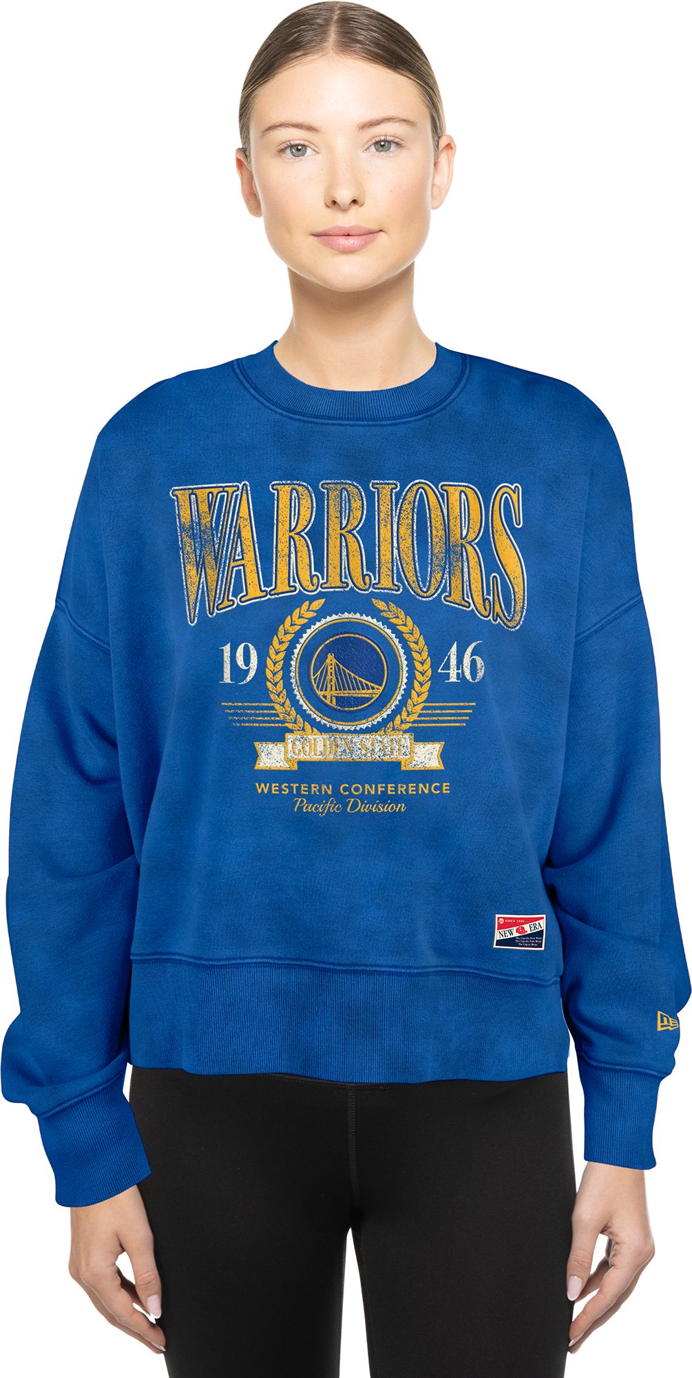 New Era Women's Golden State Warriors Blue Washed 1933 Crewneck Sweatshirt product image