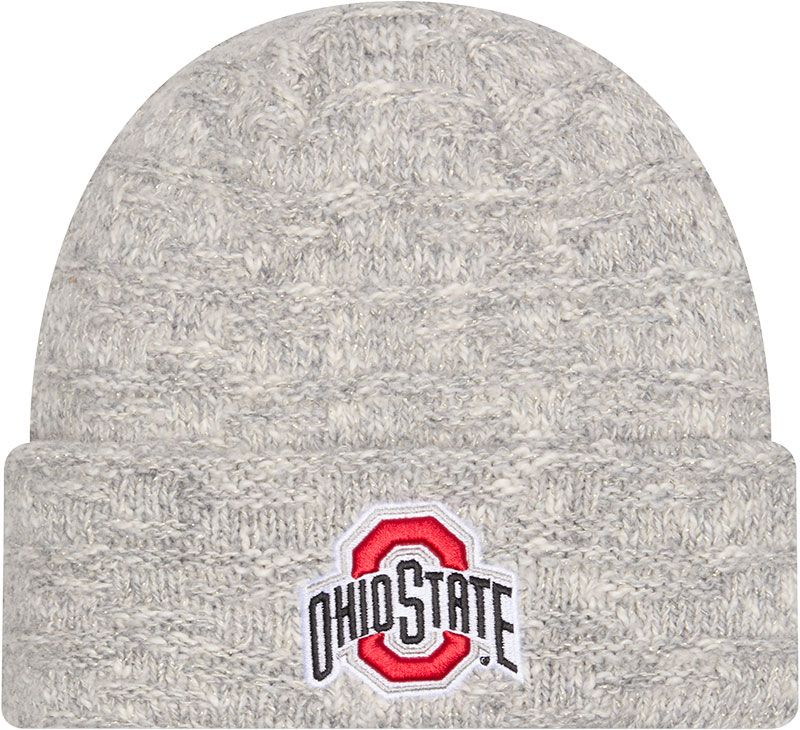 New Era Women's Ohio State Buckeyes Grey Metallic Cuffed Knit Beanie product image