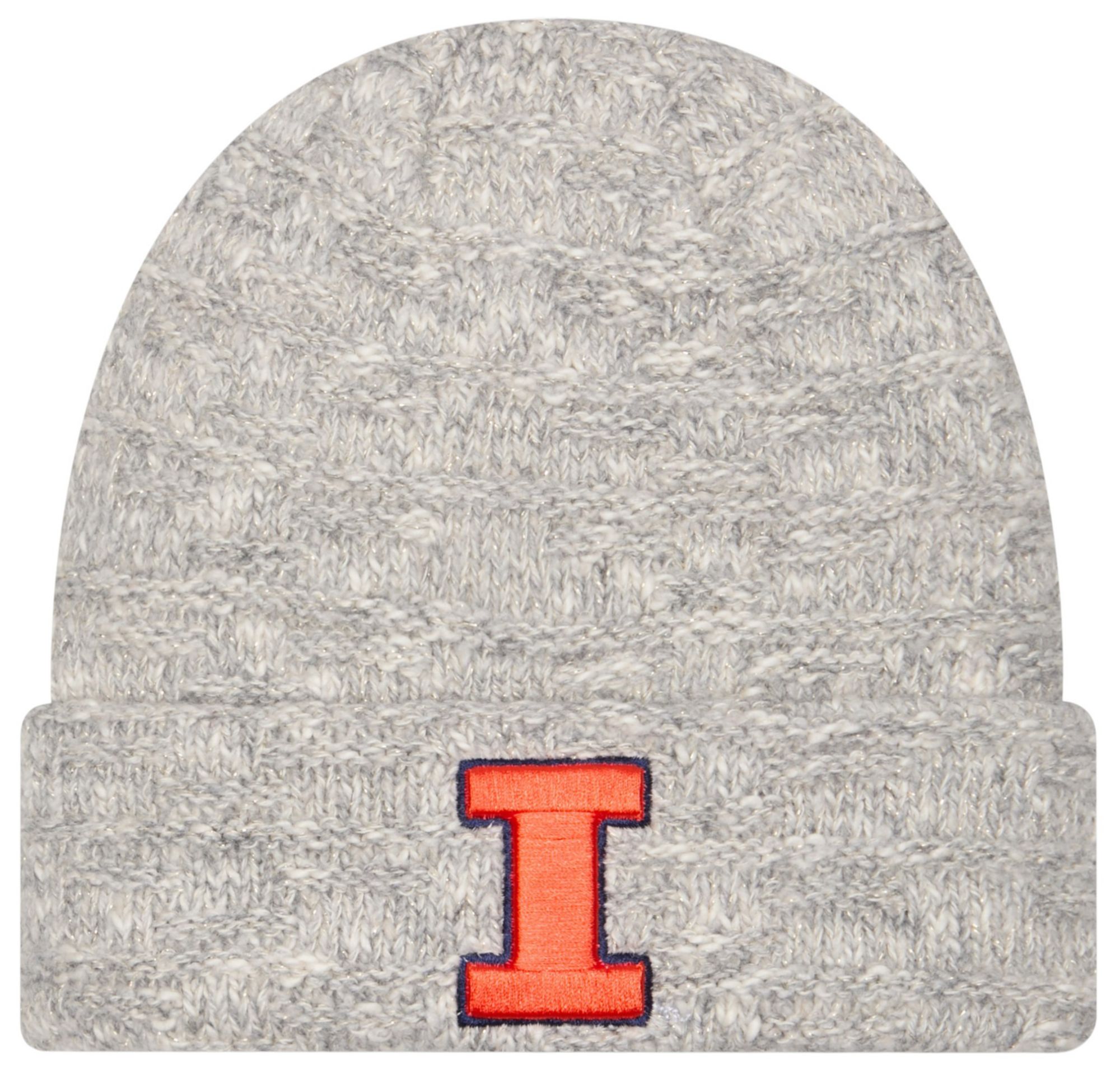 New Era Women's Illinois Fighting Illini Grey Metallic Cuffed Knit Beanie product image