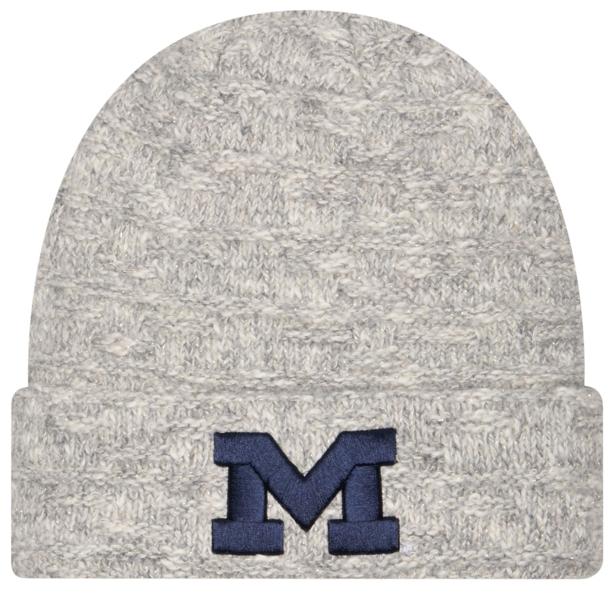 New Era Women's Michigan Wolverines Grey Metallic Cuffed Knit Beanie product image