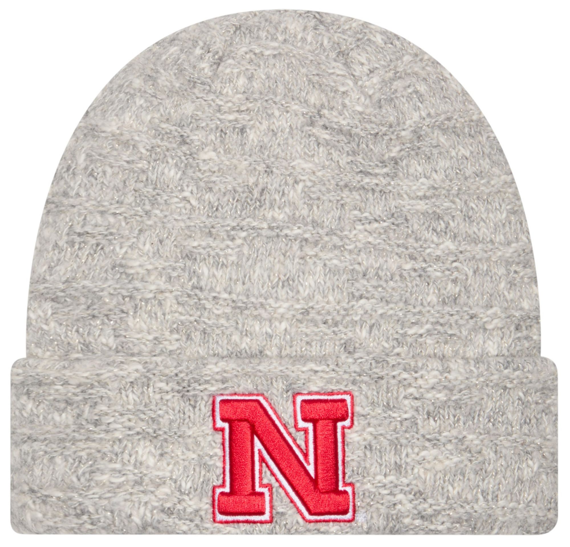 New Era Women's Nebraska Cornhuskers Grey Metallic Cuffed Knit Beanie product image