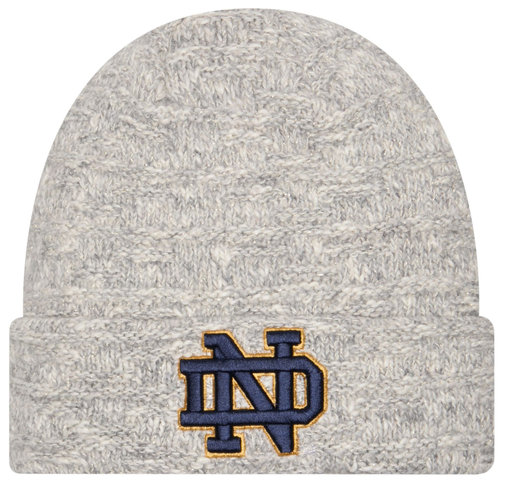 New Era Women's Notre Dame Fighting Irish Grey Metallic Cuffed Knit Beanie product image