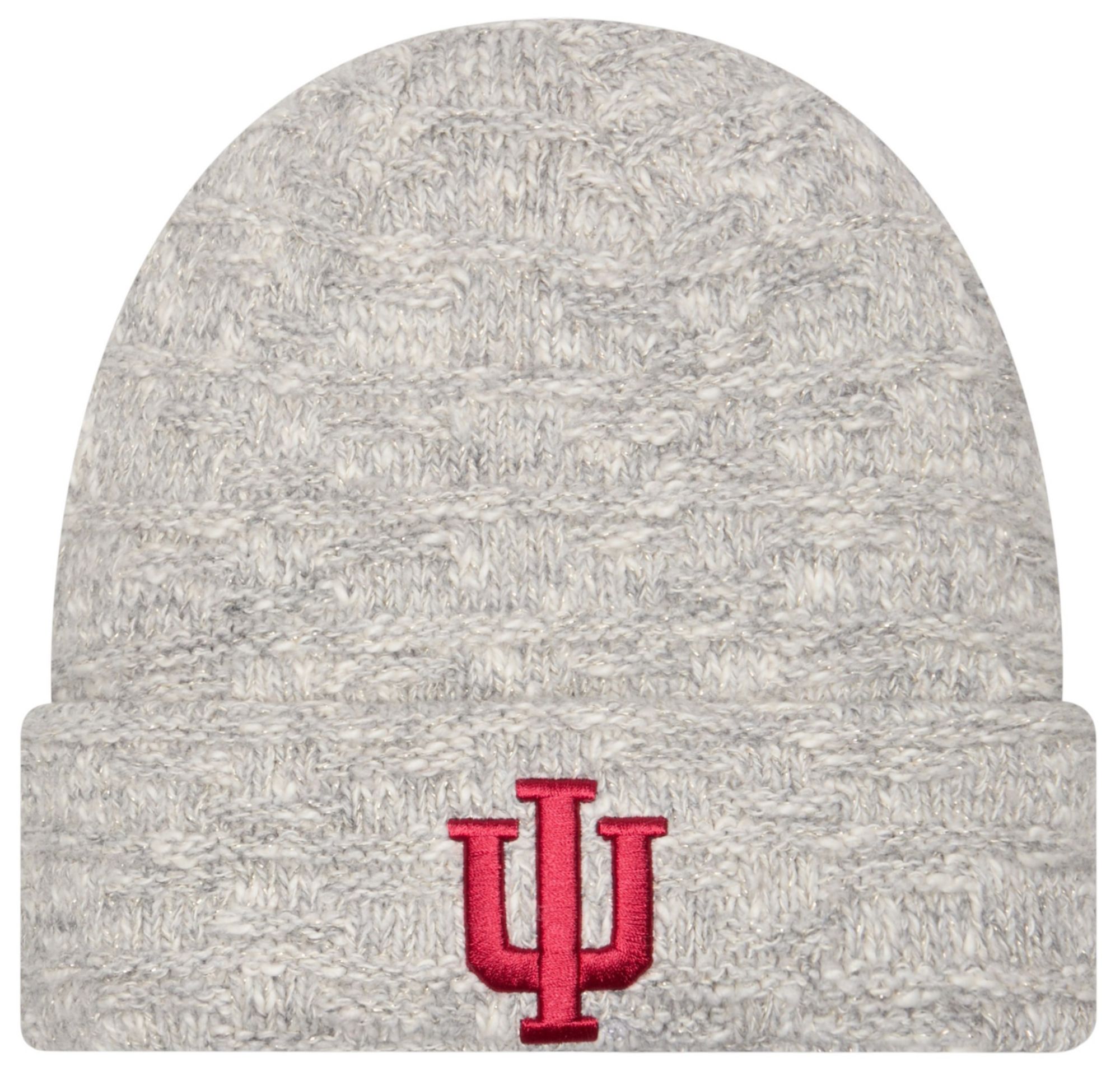 New Era Women's Indiana Hoosiers Grey Metallic Cuffed Knit Beanie product image