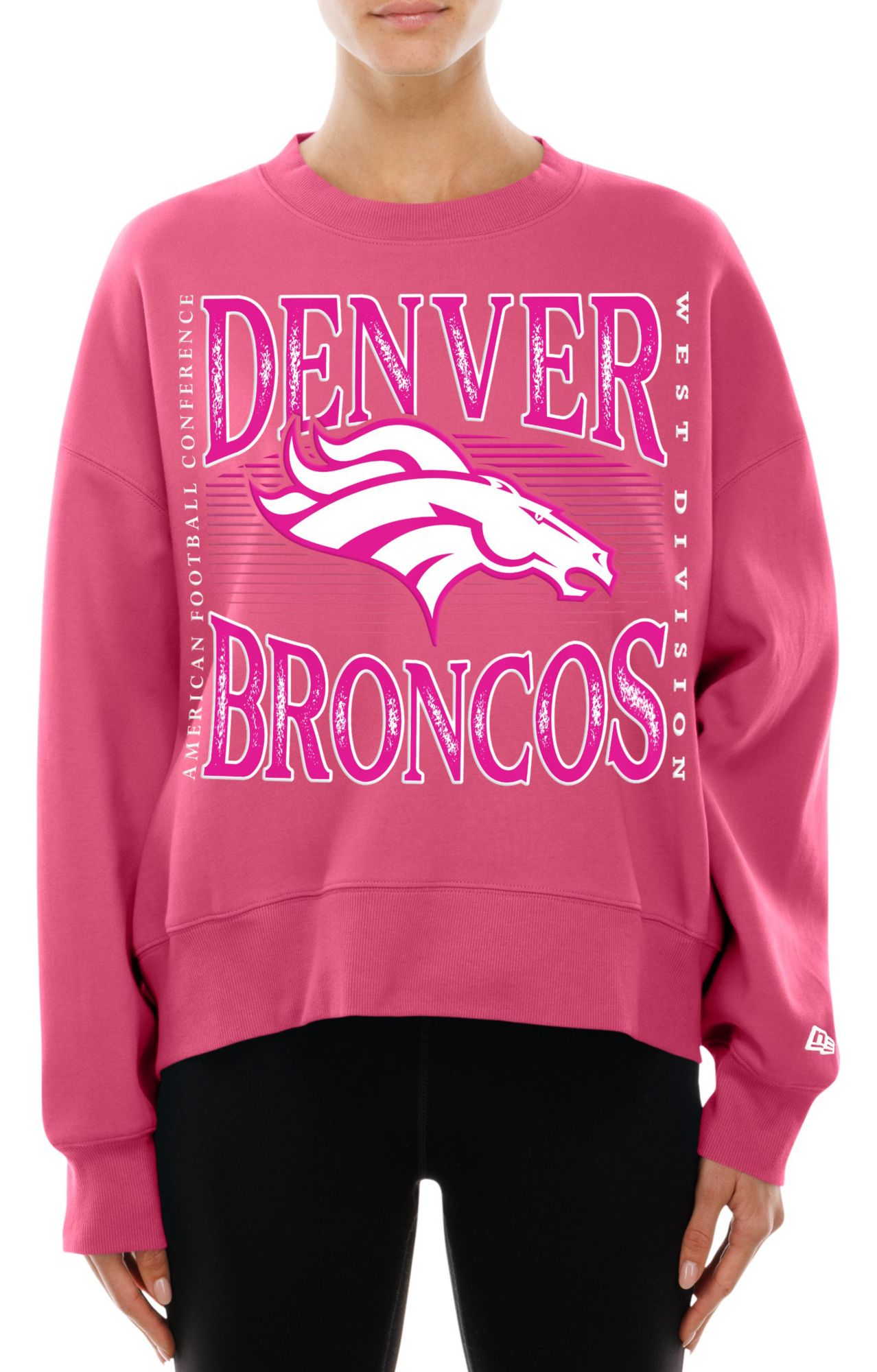 New Era Women's Denver Broncos Pink Tech Crew Pullover Sweatshirt product image