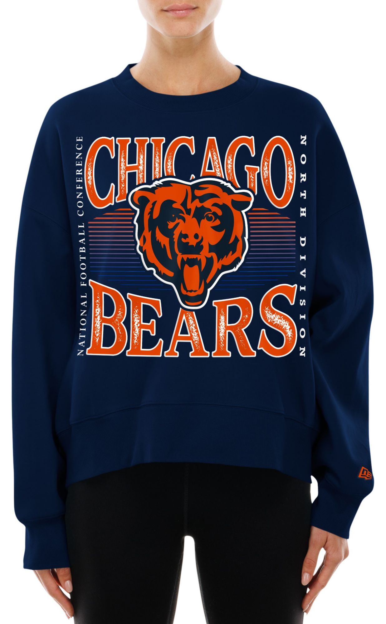 New Era Women's Chicago Bears Navy Tech Crew Pullover Sweatshirt product image