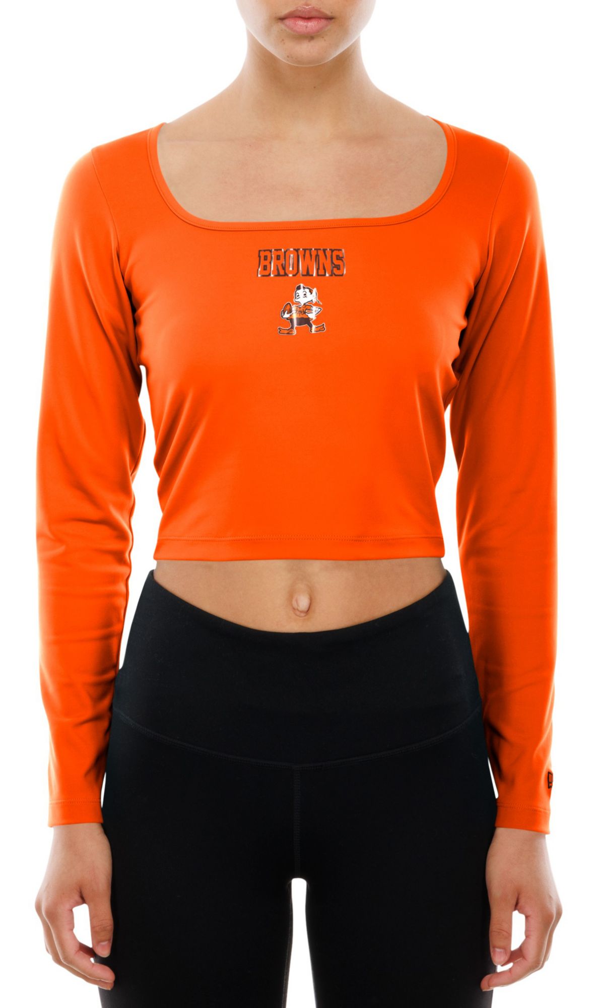 New Era Women's Cleveland Browns Orange Fitted Square Neck Long Sleeve T-Shirt product image