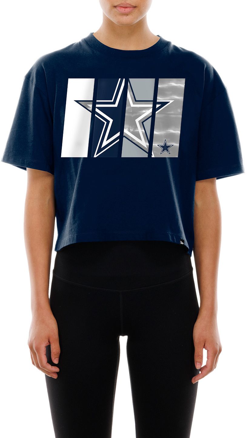 New Era Women's Dallas Cowboys Navy Foil Panel Boxy Short Sleeve T-Shirt product image