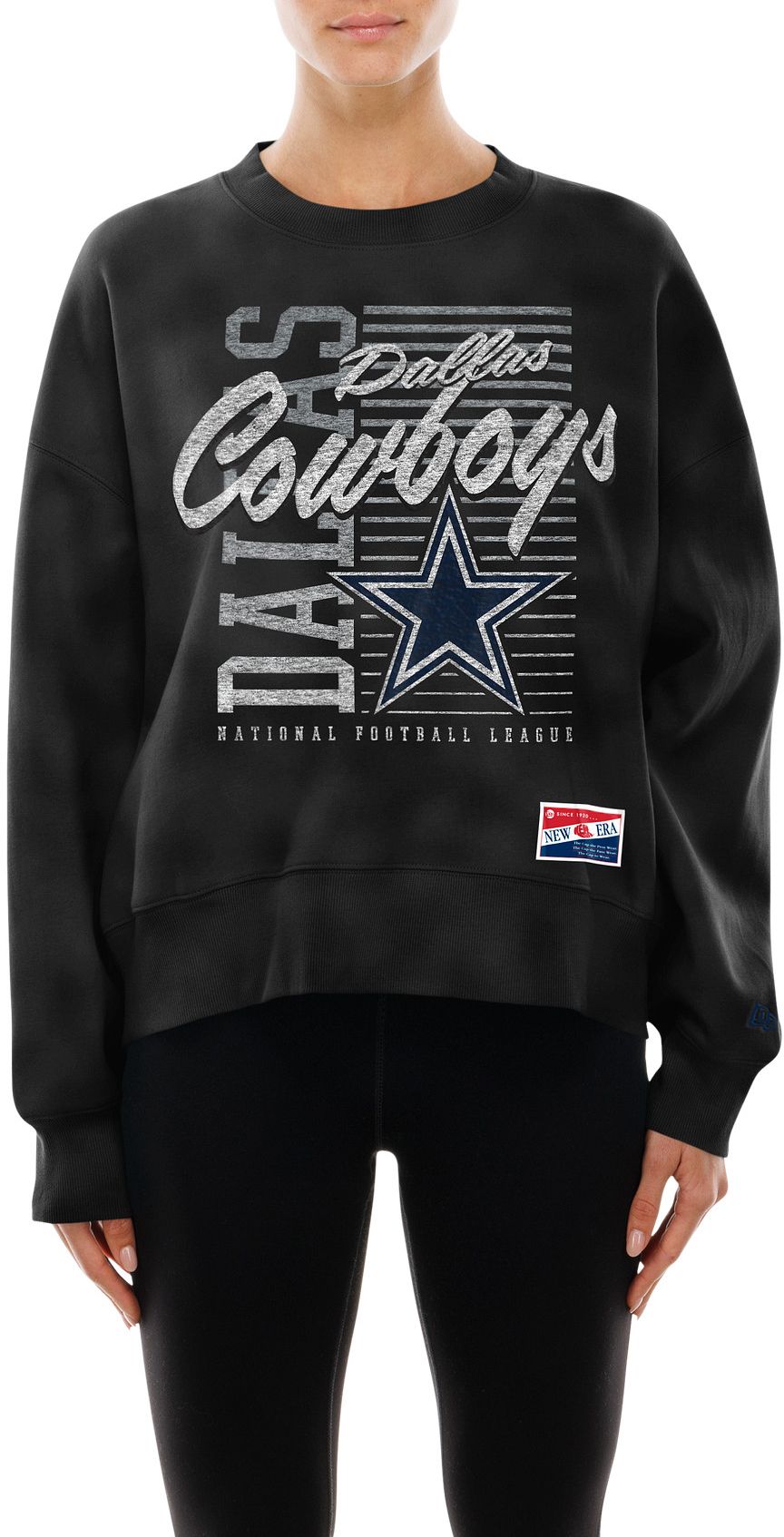 New Era Women's Dallas Cowboys Black Washed Crew Pullover Sweatshirt product image