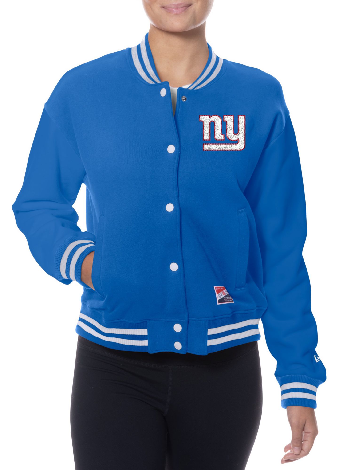 New Era Women's New York Giants Blue Poly Snap Varsity Jacket product image
