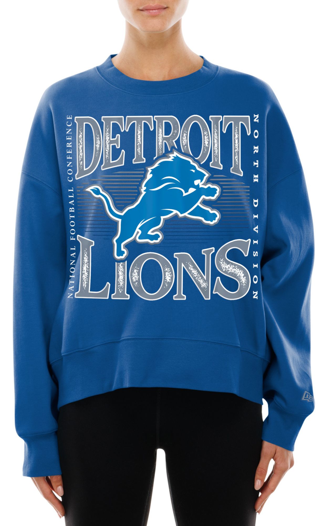 New Era Women's Detroit Lions Medium Blue Tech Crew Pullover Sweatshirt product image