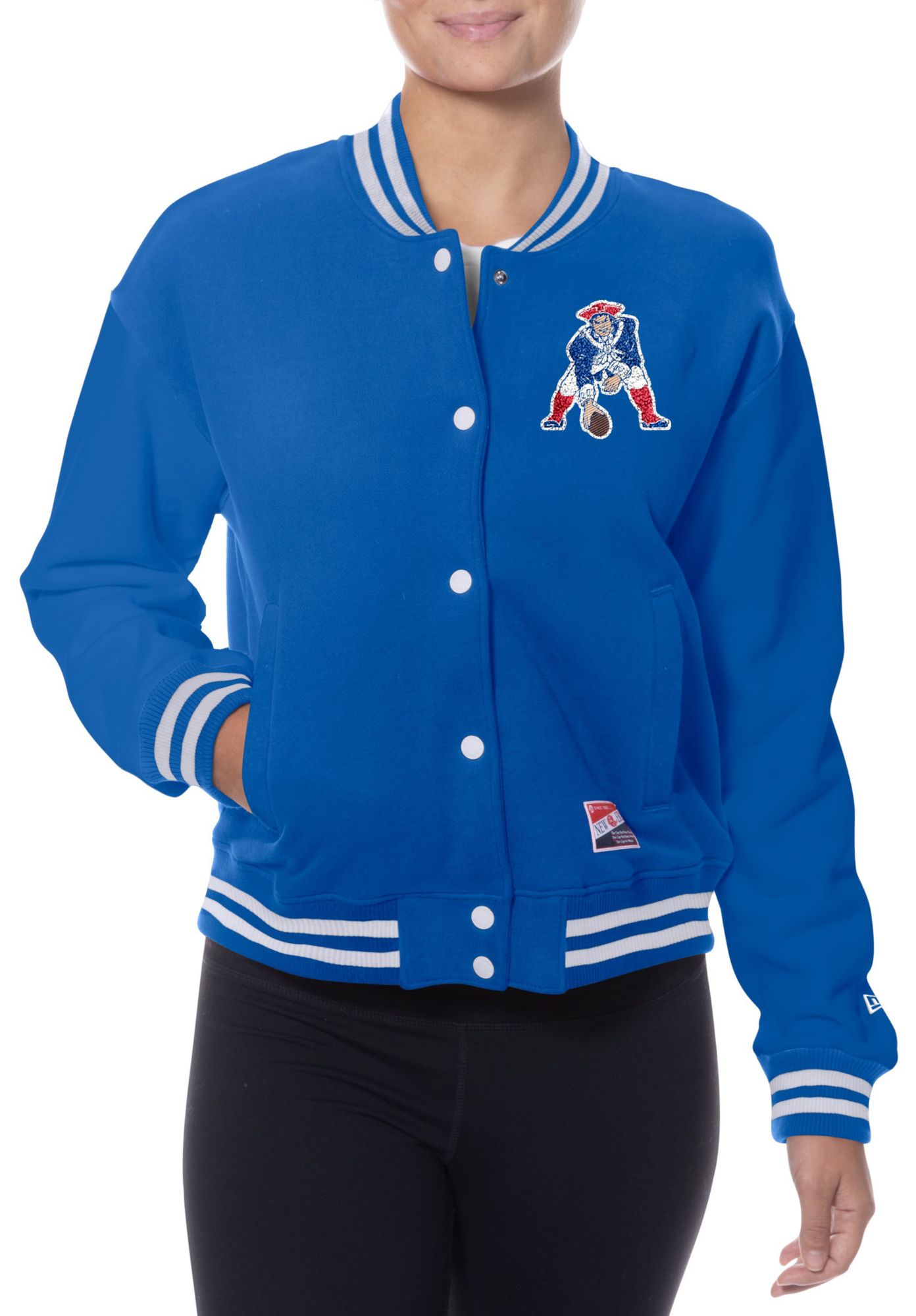 New Era Women's New England Patriots Blue Poly Snap Varsity Jacket product image