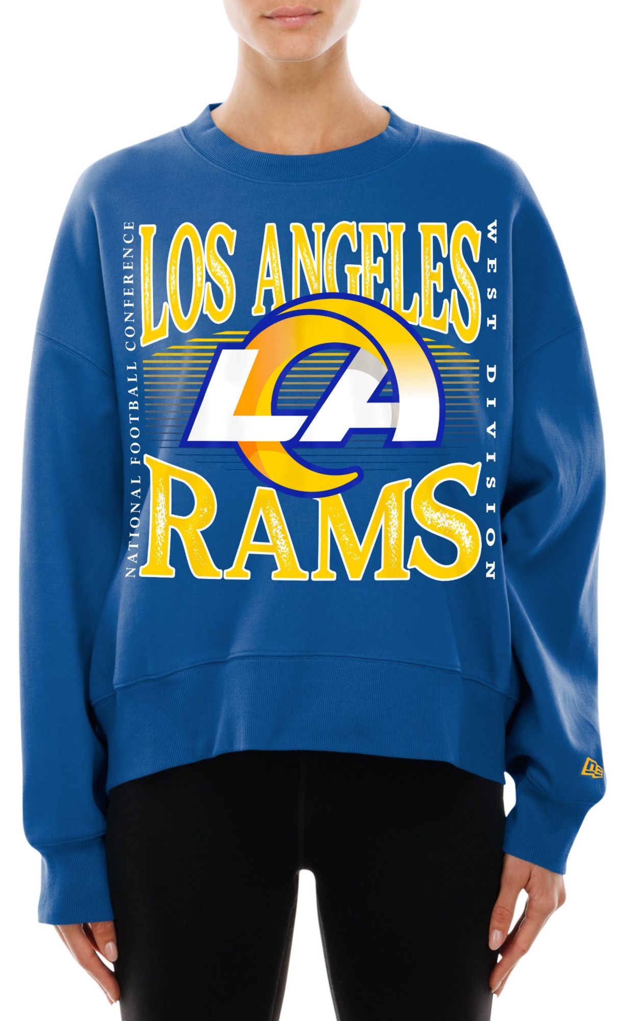 New Era Women's Los Angeles Rams Bright Blue Tech Crew Pullover Sweatshirt product image