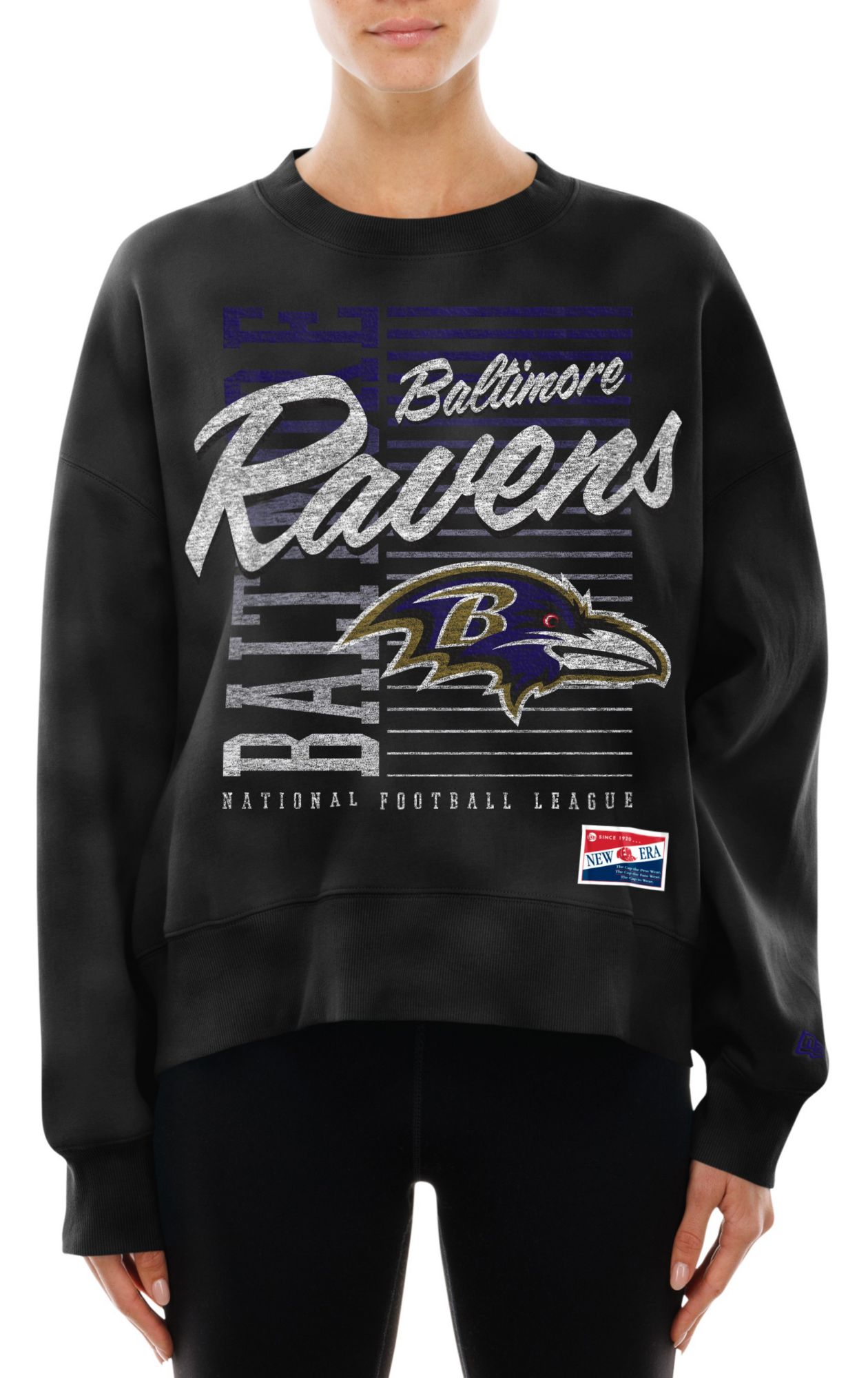 New Era Women's Baltimore Ravens Black Washed Crewneck Sweatshirt product image