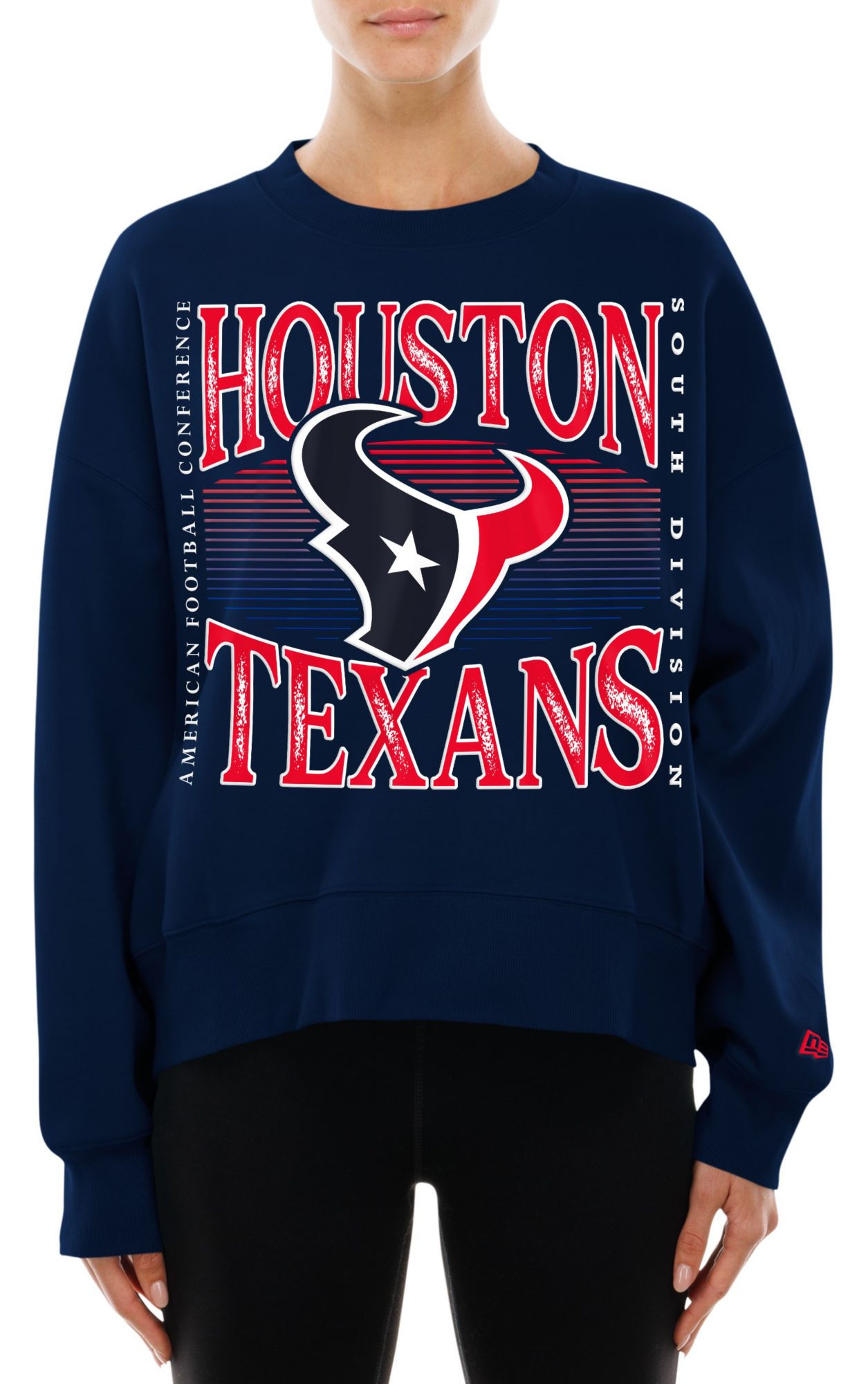 New Era Women's Houston Texans Navy Tech Crew Pullover Sweatshirt product image