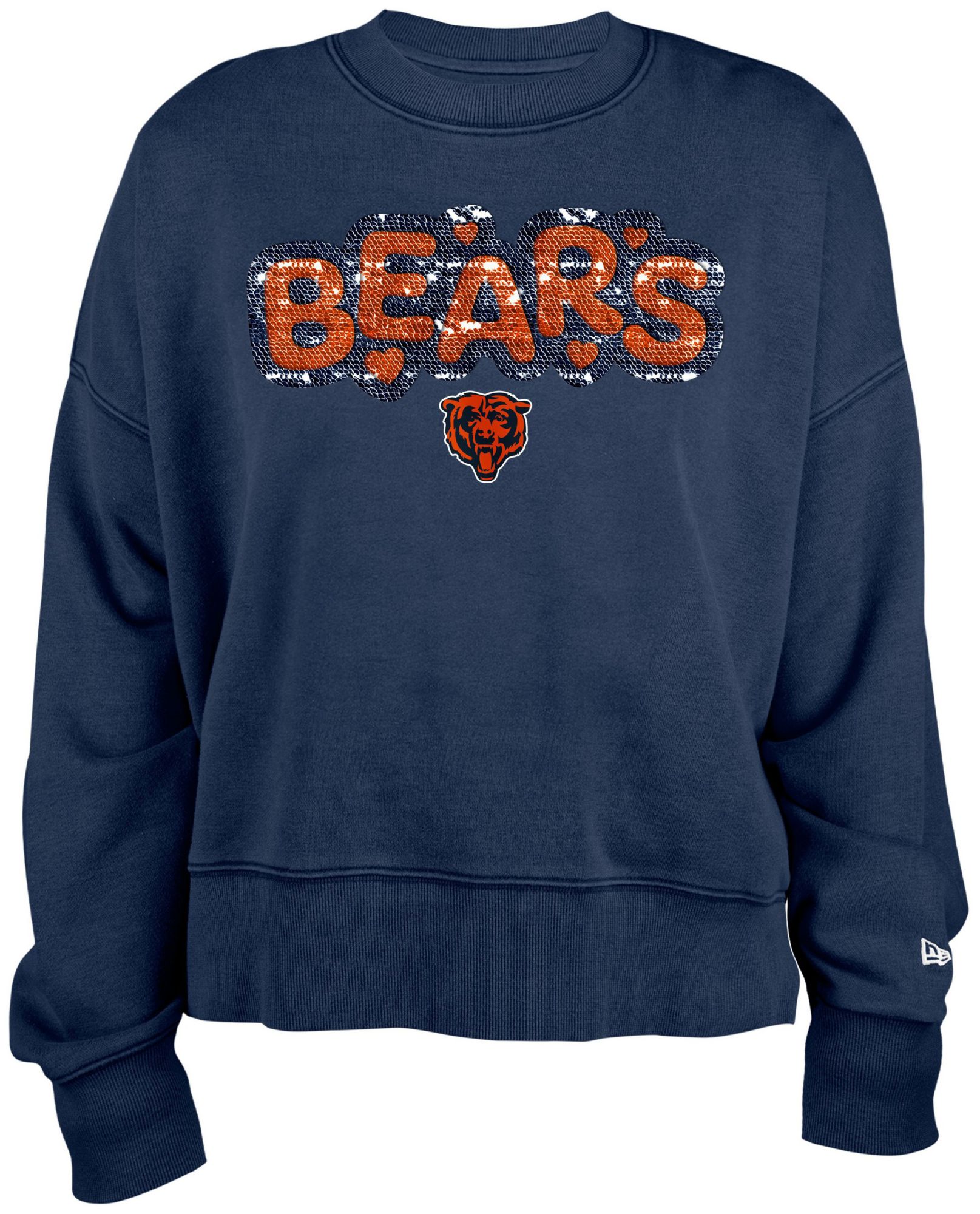 New Era Youth Chicago Bears Navy Sequin Flip Crew Pullover Sweatshirt product image