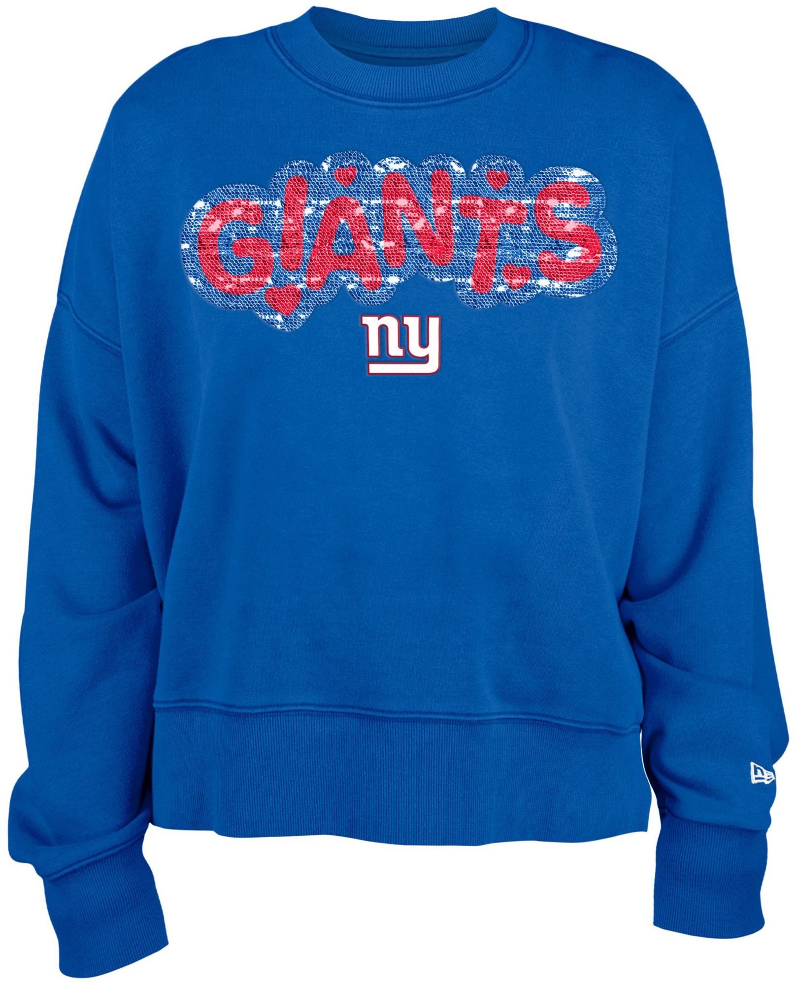 New Era Youth New York Giants Blue Sequin Flip Crew Pullover Sweatshirt product image