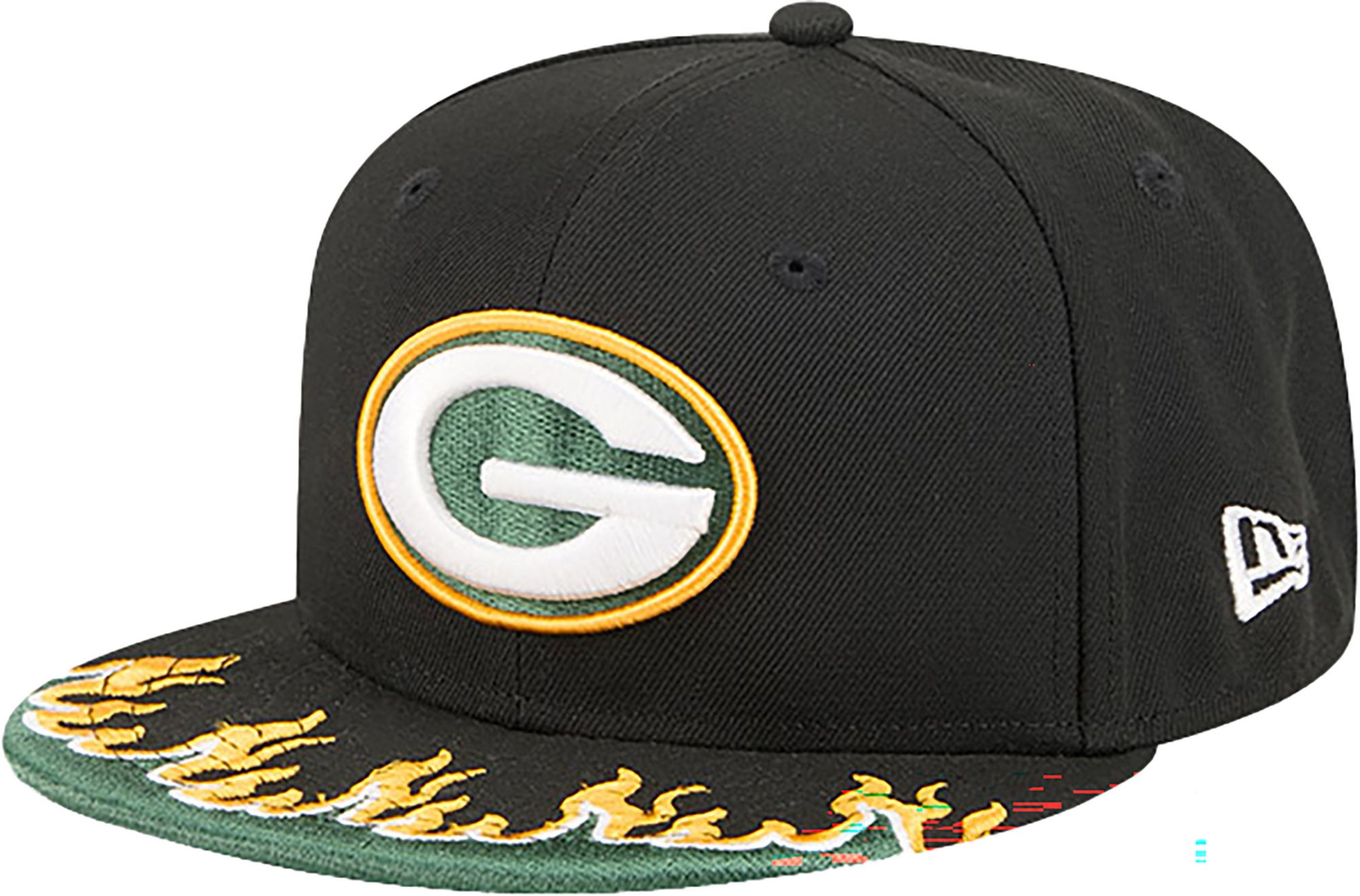 New Era Youth Green Bay Packers Black Flame 9Fifty Adjustable Hat product image