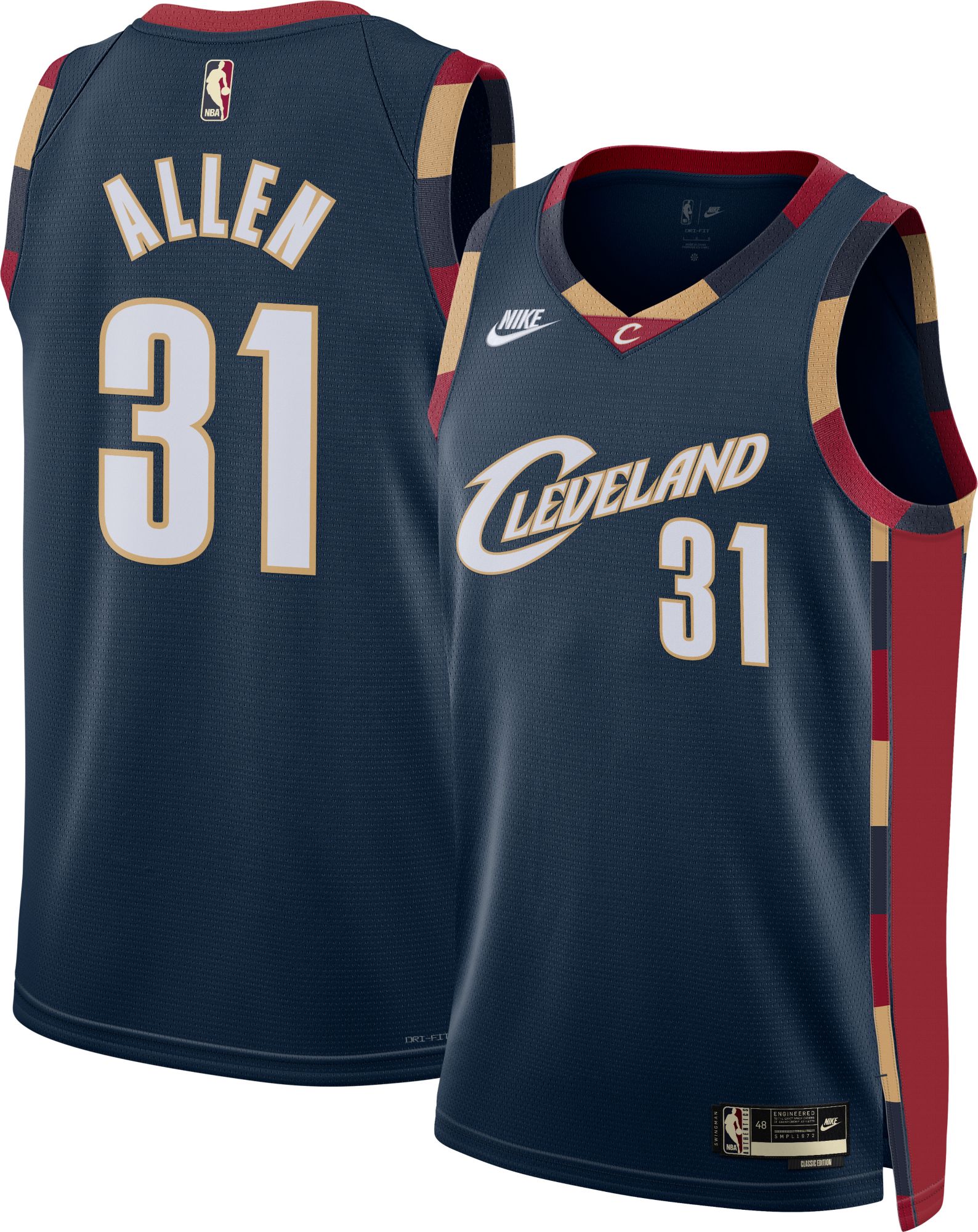 Nike Adult Cleveland Cavaliers Jarrett Allen #31 Navy Hardwood Classics Swingman Jersey product image