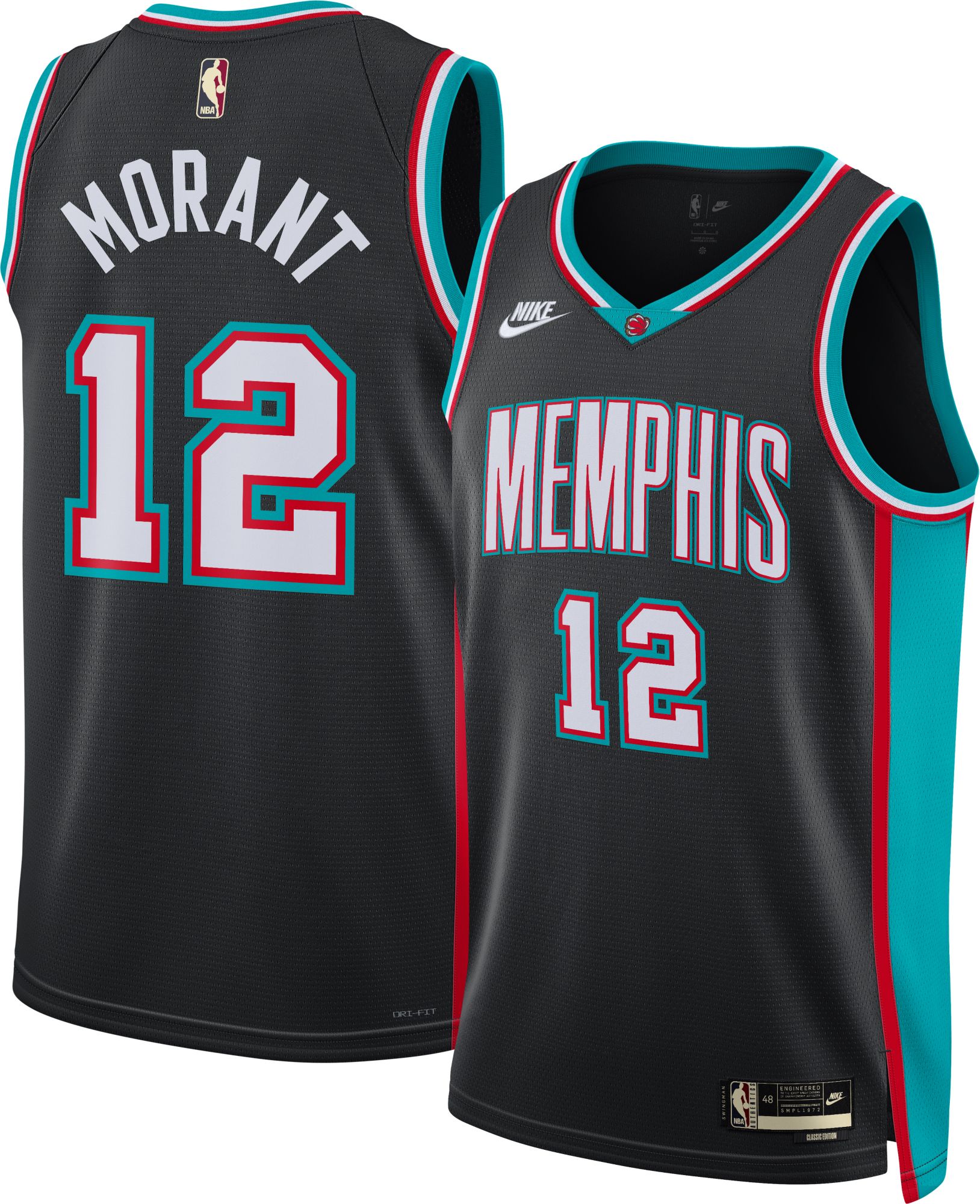 Nike Adult Memphis Grizzlies Ja Morant #12 Black Hardwood Classics Swingman Jersey product image