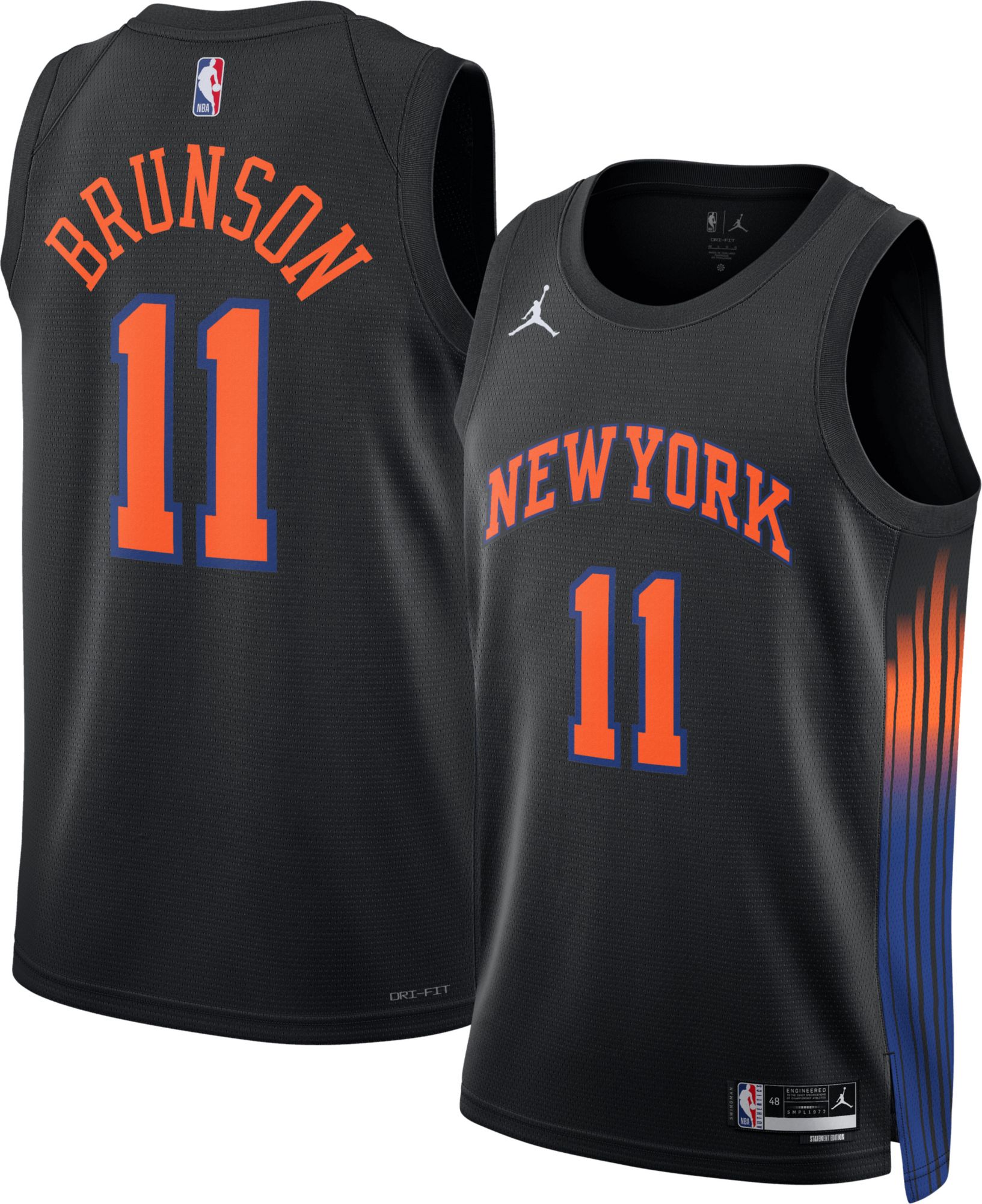 Jordan Adult New York Knicks Jalen Brunson #11 Black Swingman Statement Jersey product image