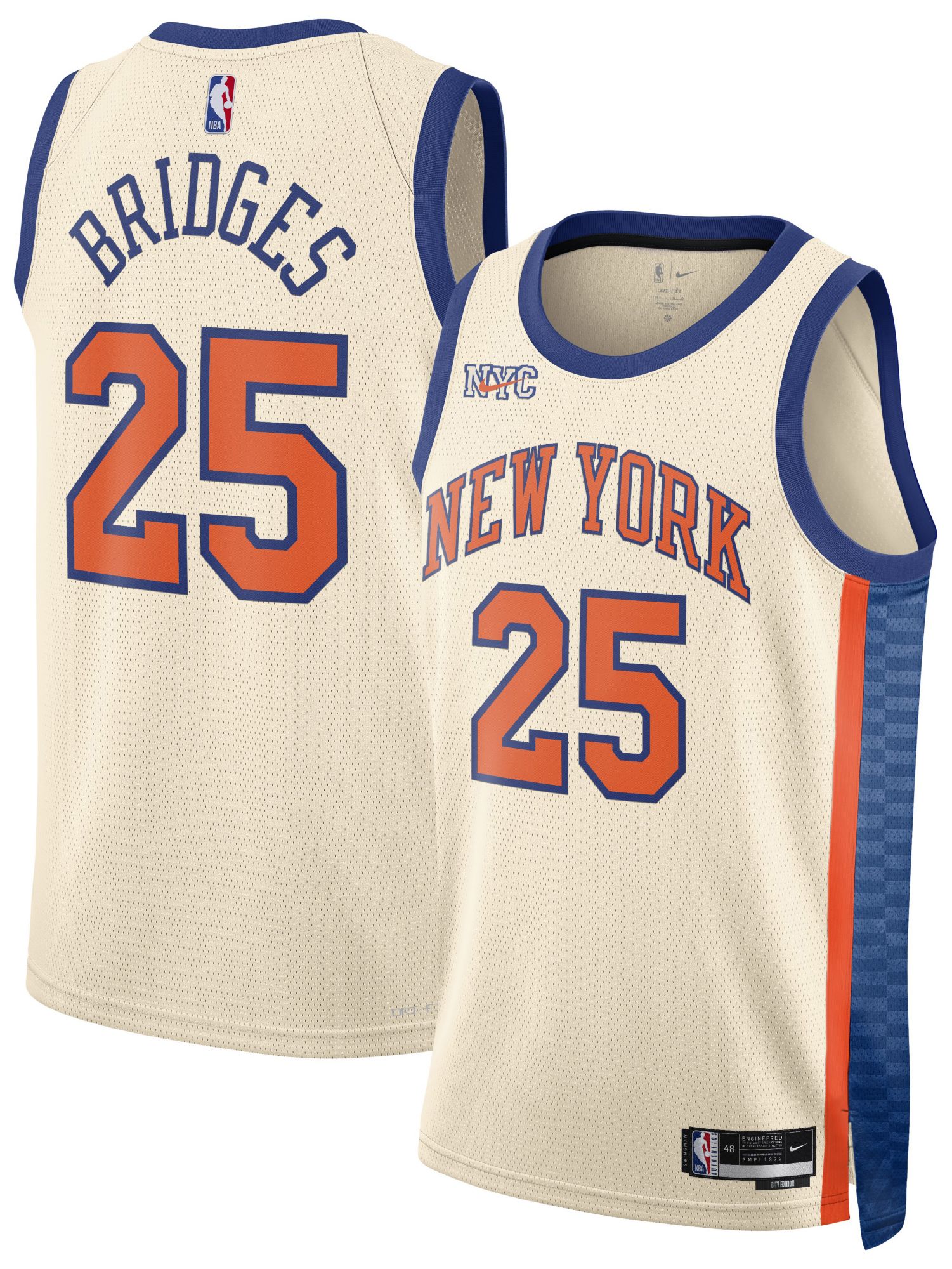 Nike Adult 2025-26 City Edition New York Knicks Mikal Bridges #25 Swingman Jersey product image