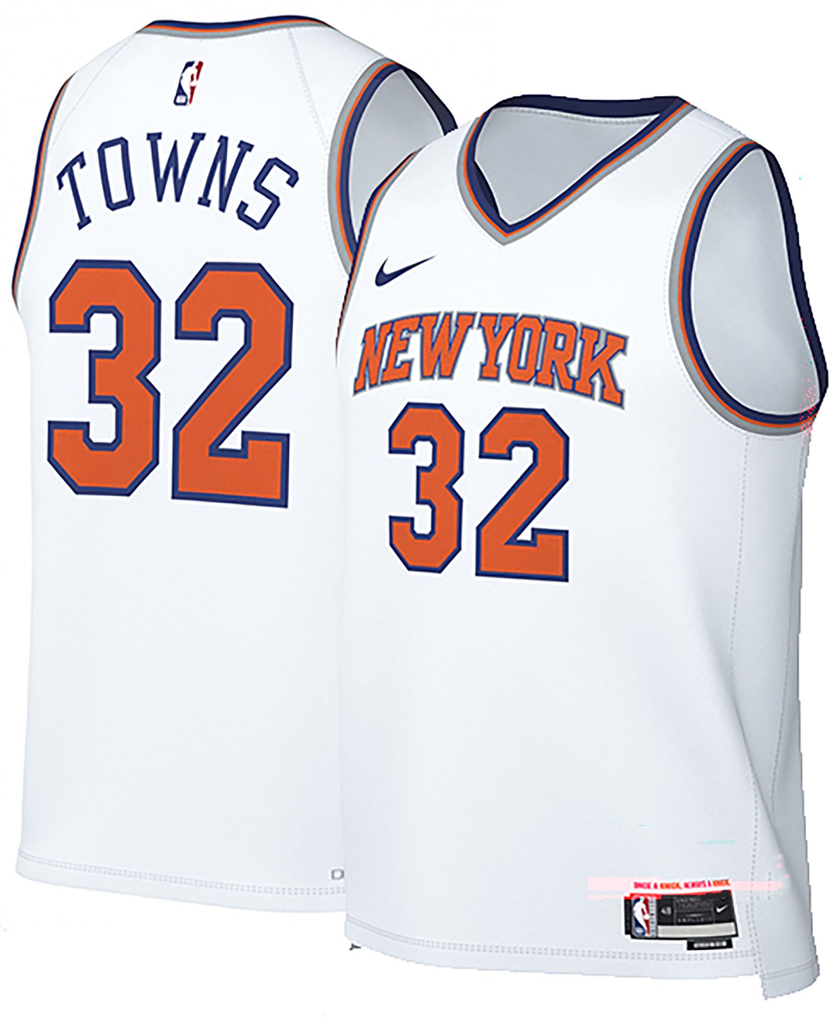 Nike Adult New York Knicks Karl-Anthony Towns #32 White Replica Association Jersey product image