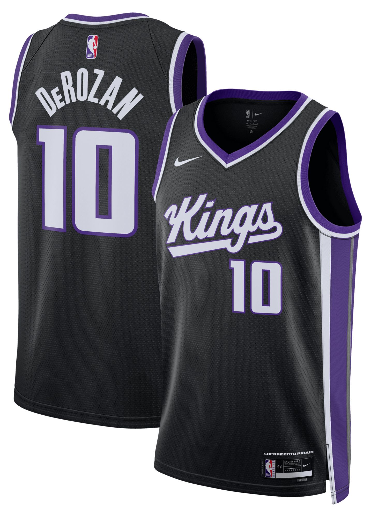 Nike Adult Sacramento Kings Demar Derozan #10 Black Swingman Icon Jersey product image