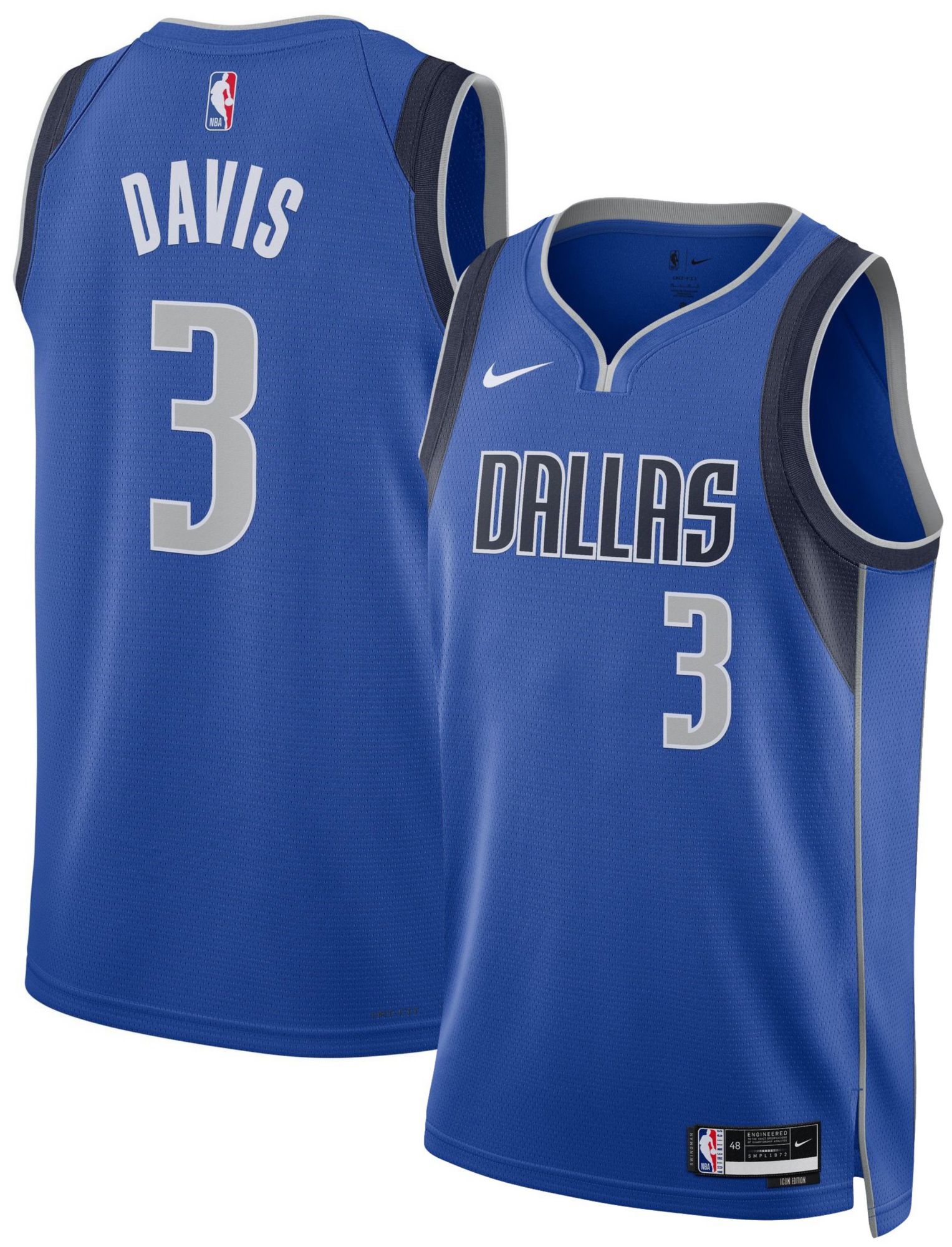 Nike Adult Dallas Mavericks Anthony Davis #3 Blue Replica Icon Jersey product image