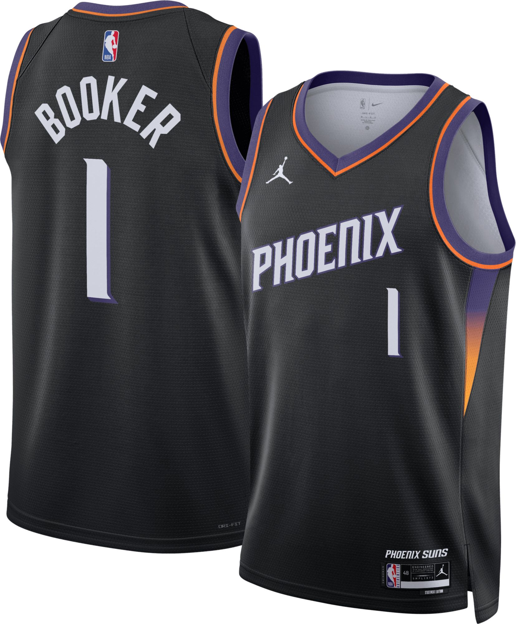 Jordan Adult Phoenix Suns Devin Booker #1 Black Swingman Statement Jersey product image