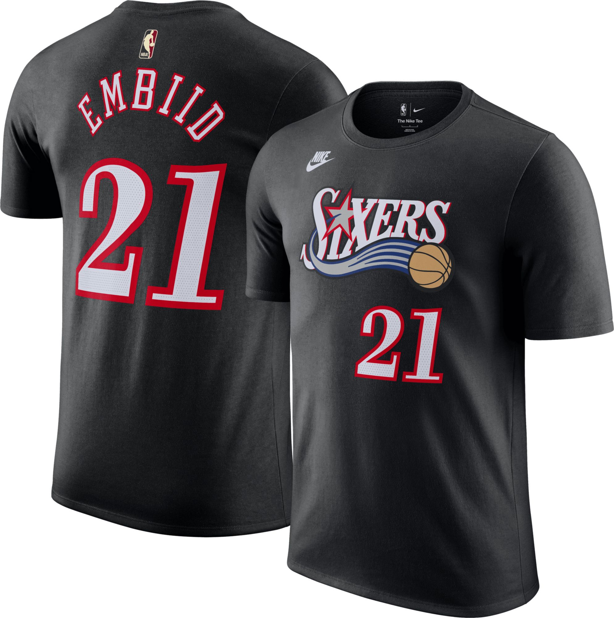 Nike Adult Philadelphia 76ers Joel Embiid #21 Hardwood Classics Black T-Shirt product image