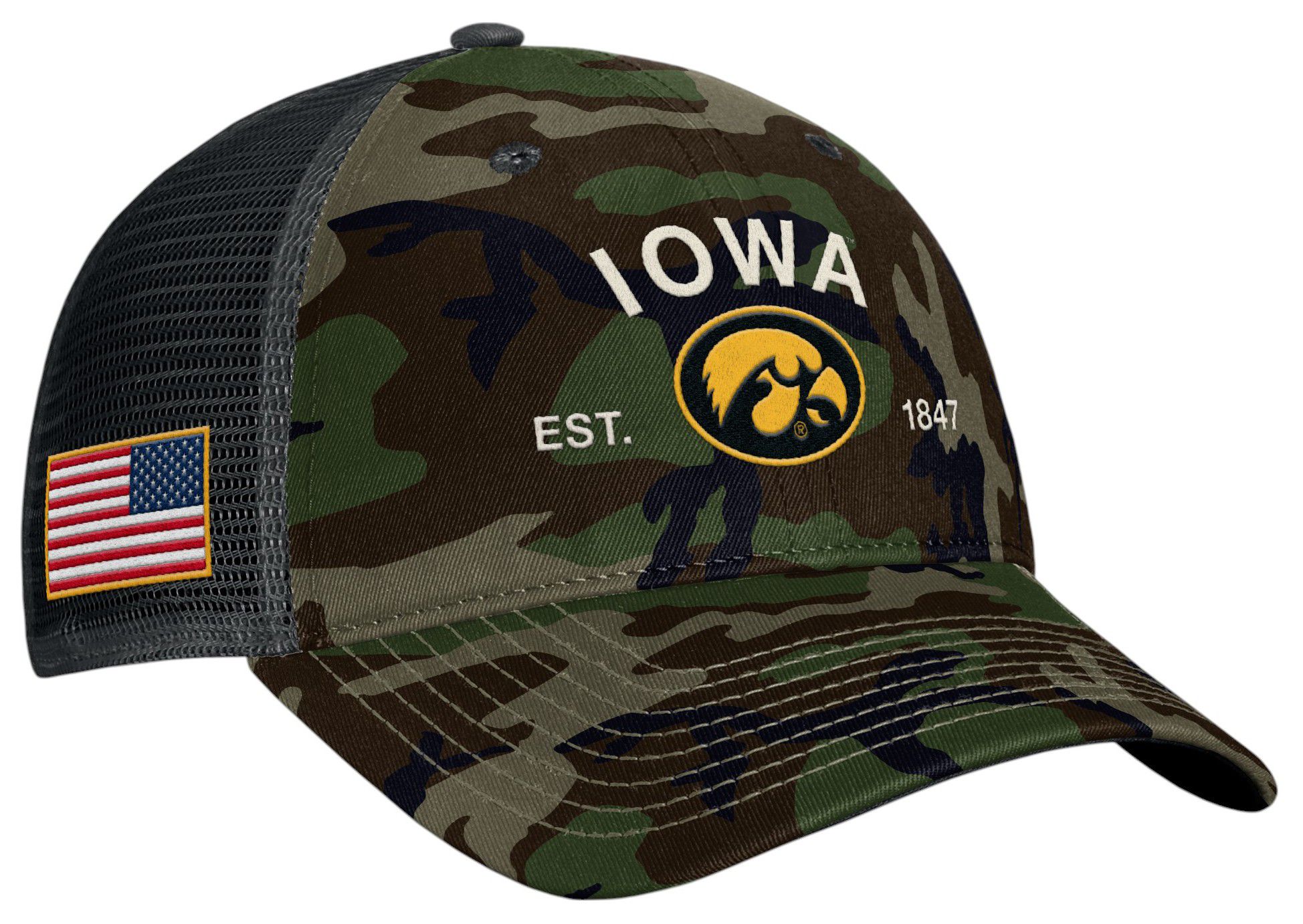 Nike Adult Iowa Hawkeyes Medium Olive 2025 Military Appreciation Trucker Hat product image