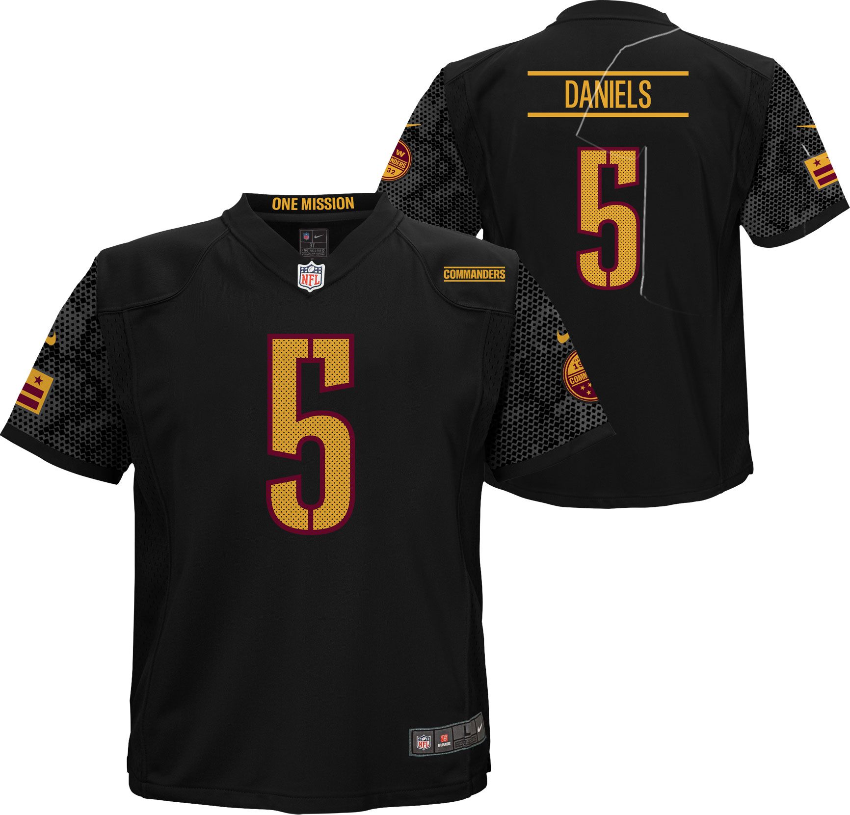 Nike Boys' Washington Commanders Jayden Daniels #5 Black Game Alternate Jersey product image