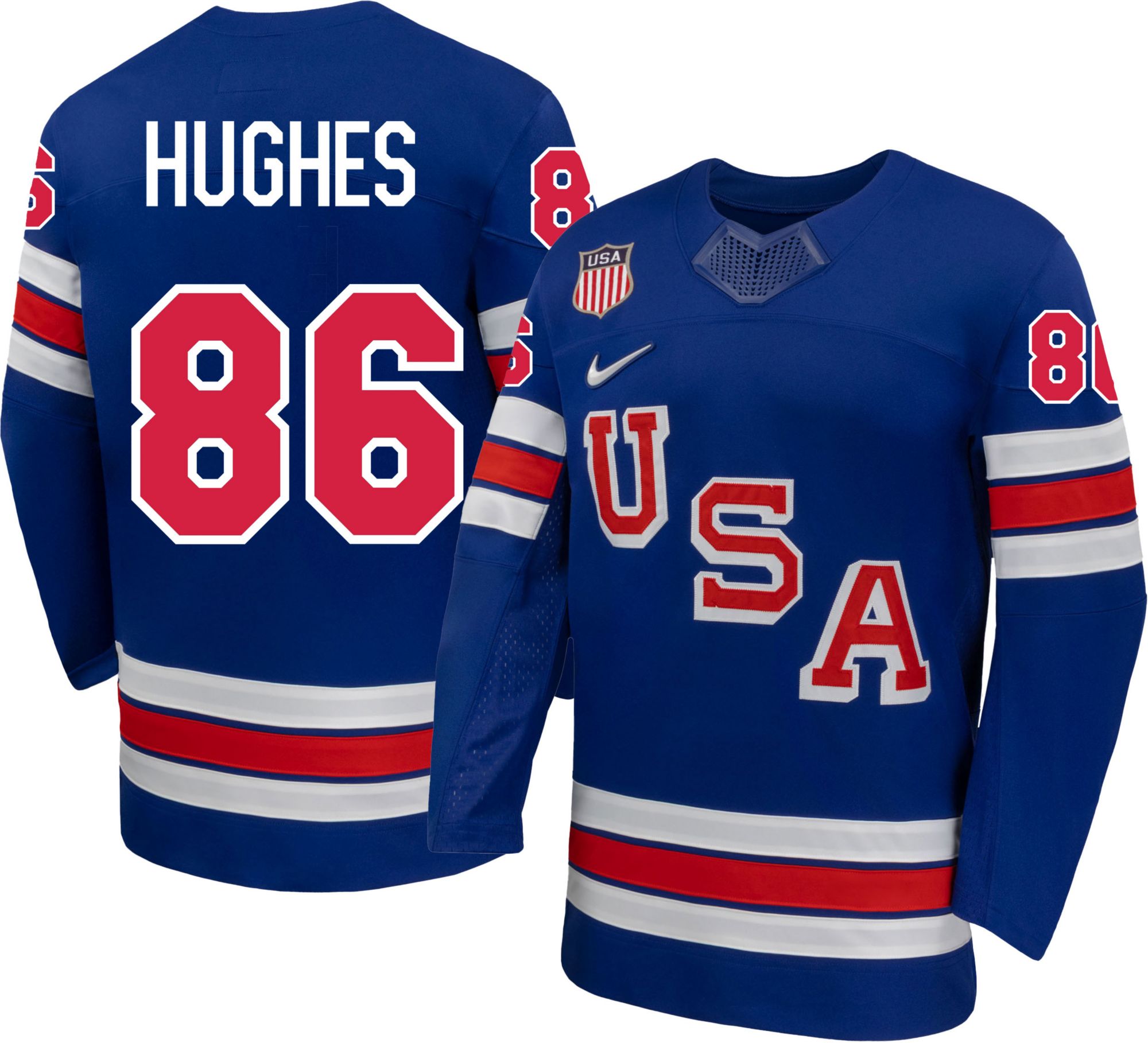 Nike Adult Team USA Jack Hughes #86 Replica Blue Jersey product image